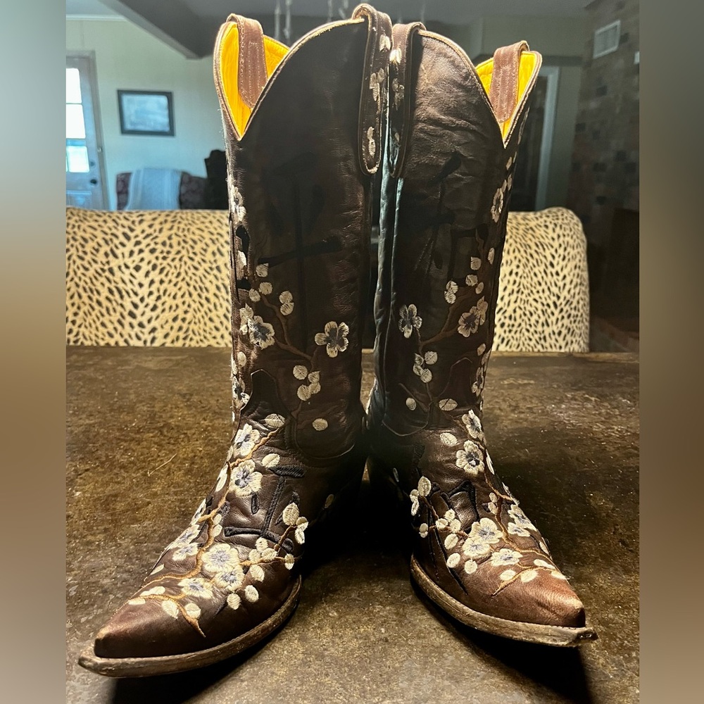 Old Gringo Brown Floral Heeled Boots